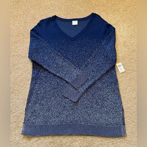 Blue Ombré Long Sleeve V-Neck Sweater 💙🤍